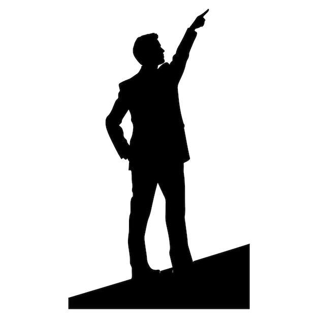 Vettore silhouette del leader aziendale con sketch art a posa visionaria