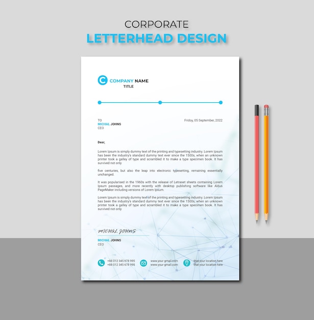 Corporate letterhead design design template