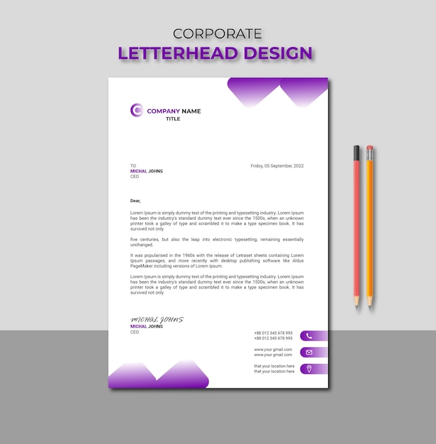 Corporate letterhead design template