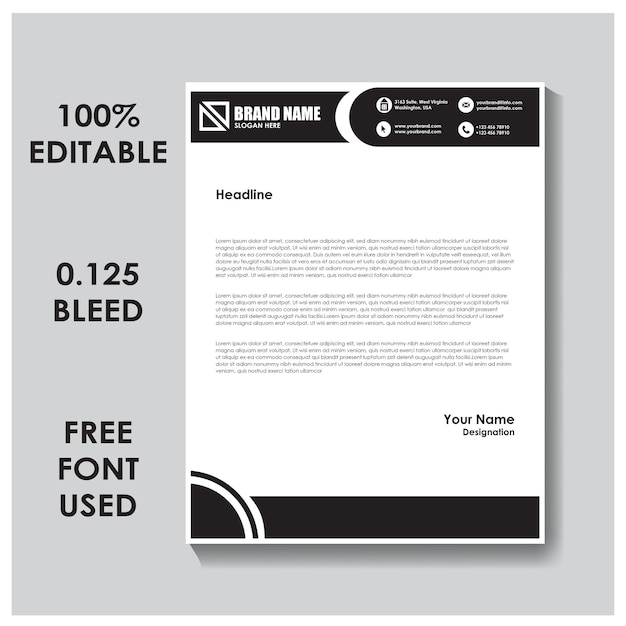 Vector corporate letterhead design