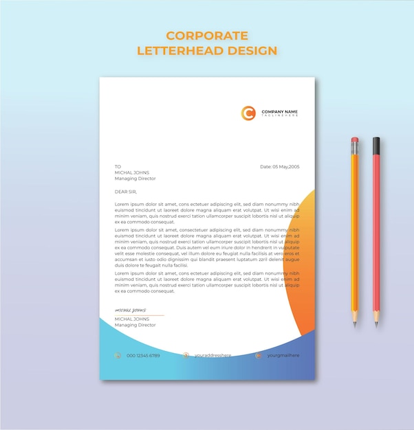 Corporate letterhead ontwerp sjabloon