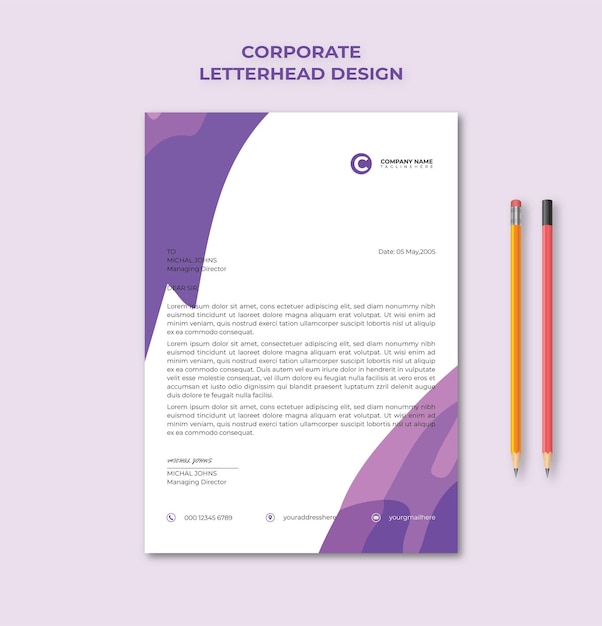 Corporate letterhead ontwerp sjabloon