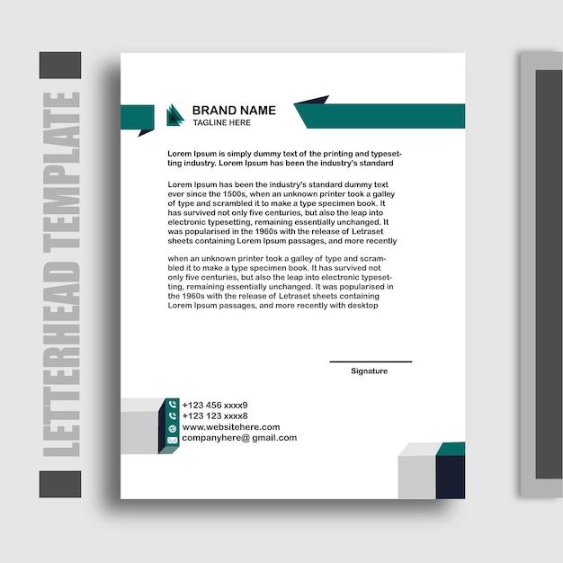 Corporate Letterhead template design with print-ready editable file