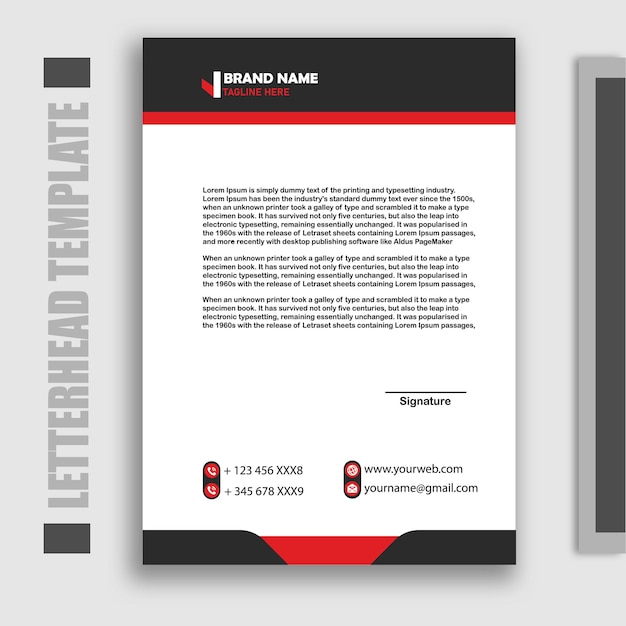 Corporate Letterhead template design with print-ready editable file