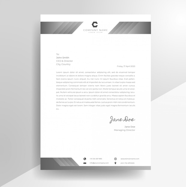 Corporate Letterheads Gray Abstract Gradient Design Template