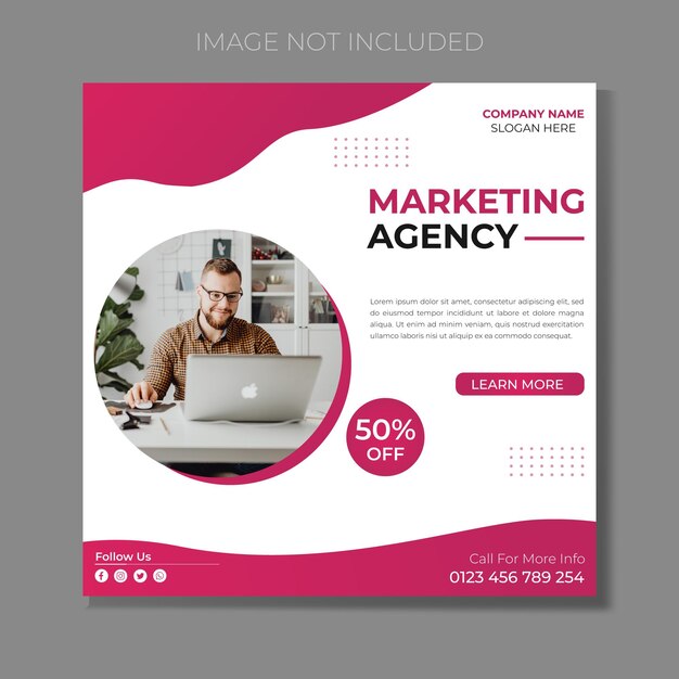 Corporate marketing agency and business social media post or square web banner template