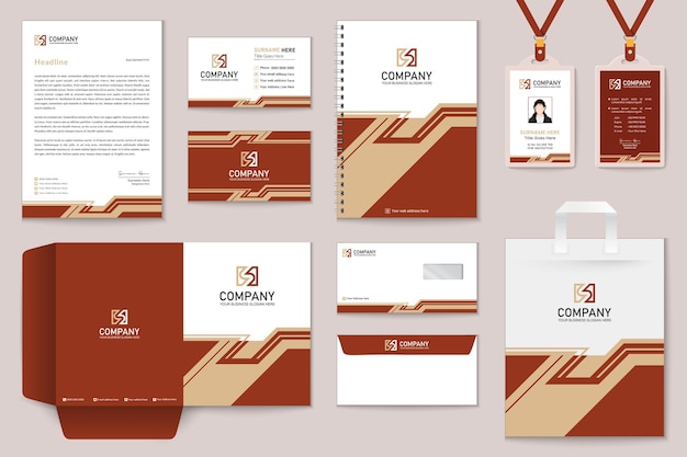 Corporate merkidentiteit bruine kleur briefpapier ontwerpsjabloon