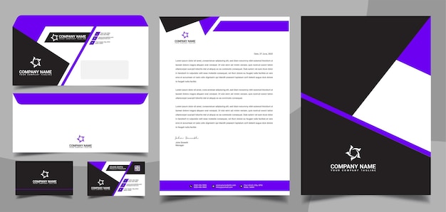 Corporate merkidentiteit stationair briefhoofd visitekaartje envelop omslag ontwerpsjabloon