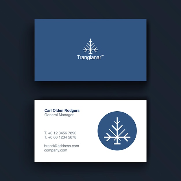 Corporate Minimal Blue Business Card Template premium vector