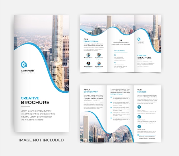 Corporate minimal trifold business Flyer brochure template design Premium Vector
