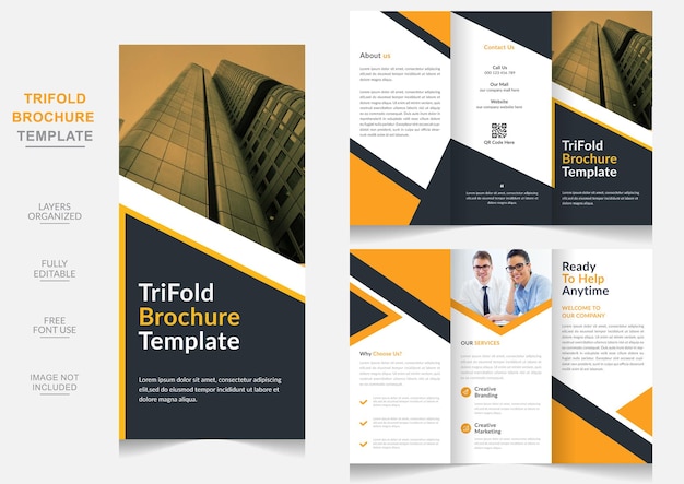 Corporate minimalistische moderne multifunctionele creatieve zakelijke driebladige brochure ontwerpsjabloon