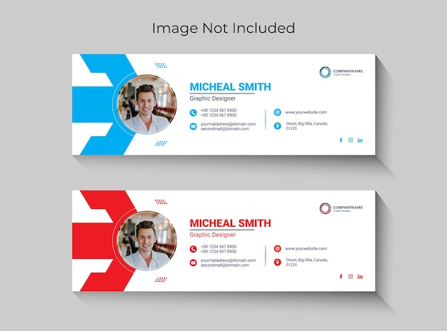 ベクトル 企業のモダンでプロフェッショナルな電子メールの署名と個人の電子メールフッターのwebサイトpremiumvector