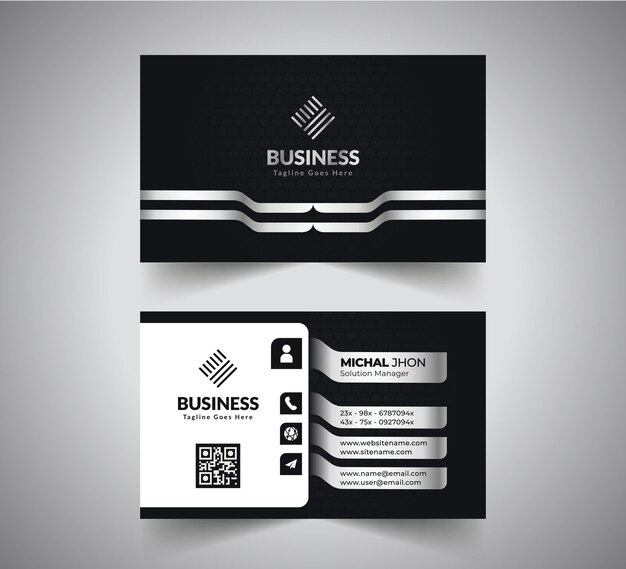 Vector corporate and modern black and silver corporate business card design template