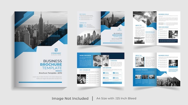 Corporate modern business brochure template with creative shape company profile annual report design