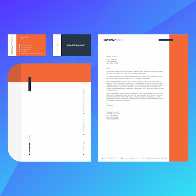 Corporate Modern Business Card, Letterhead and Envelop Template