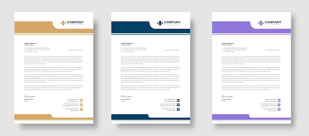 corporate modern business company letterhead design template with yellow blue and purple shapes