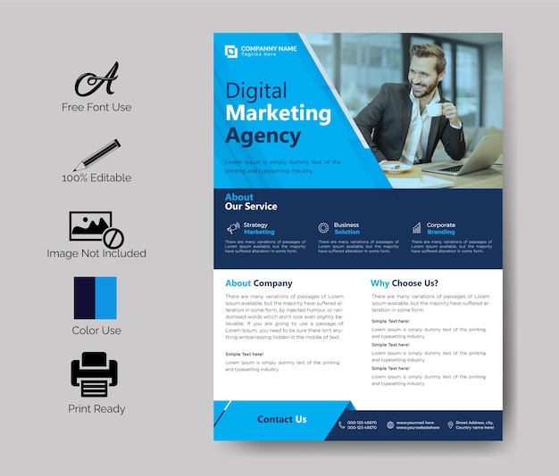 Corporate modern business flyer premium vector