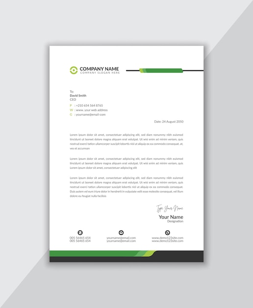 Corporate modern clean business letterhead template