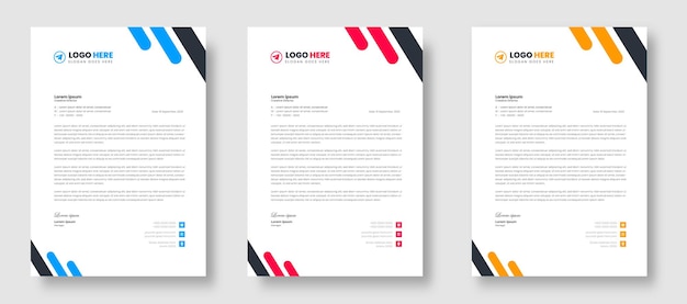 Corporate modern company business letterhead design template with red blue green and yellow color