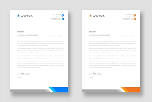 Corporate modern company letterhead design template with red blue green and yellow shapes