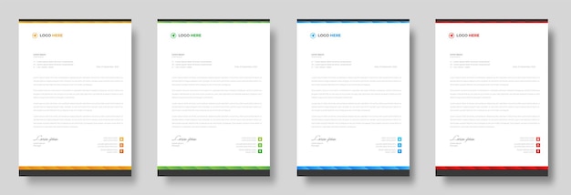 Corporate modern company letterhead design template with red blue green and yellow shapes