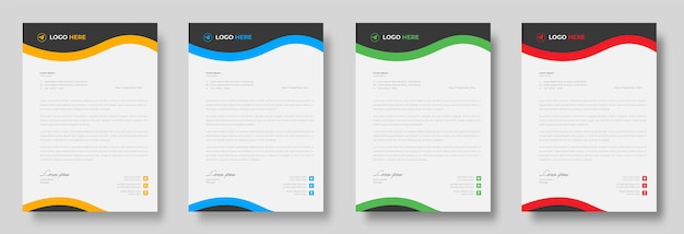 Corporate modern company letterhead design template with red blue green and yellow shapes