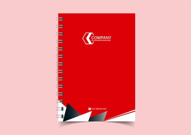 Corporate modern company Notebook cover design template with red and black shapes