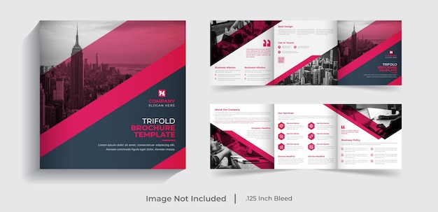 Corporate modern creative business square trifold brochure template