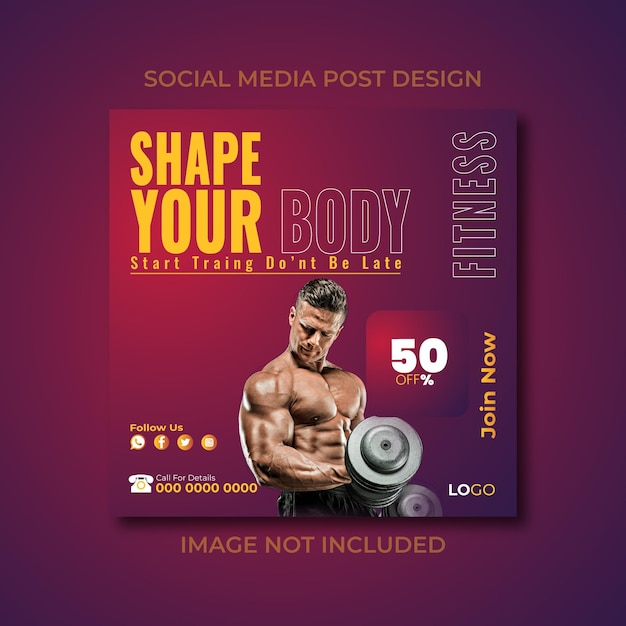 corporate modern creative fitness social media post design