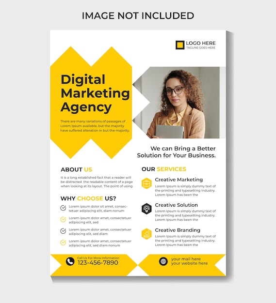 Vector corporate modern digital marketing agency flyer design template