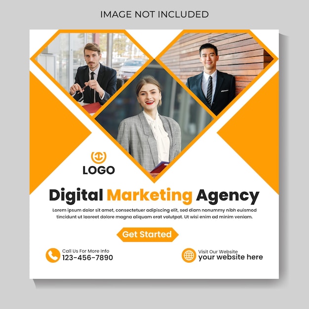 Corporate modern digital marketing agency social media post design square web banner template