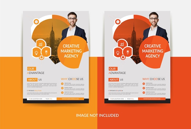 Corporate modern digital marketing flyer template with orange color