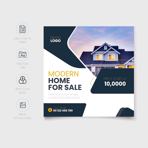 corporate modern home for sale social media post template