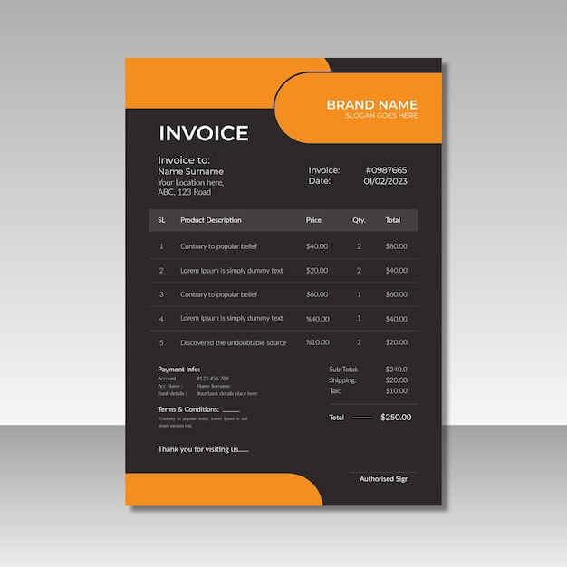 Corporate modern invoice design template