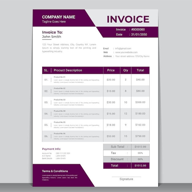 Vector corporate modern invoice template design