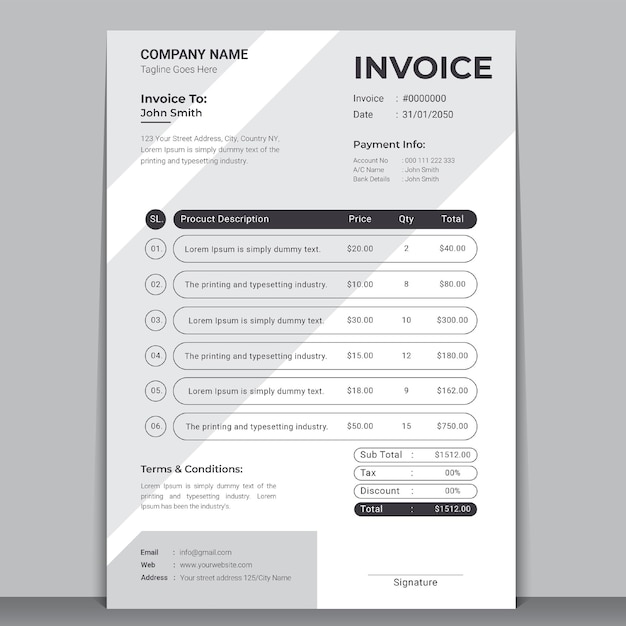 Corporate Modern Invoice Template Design