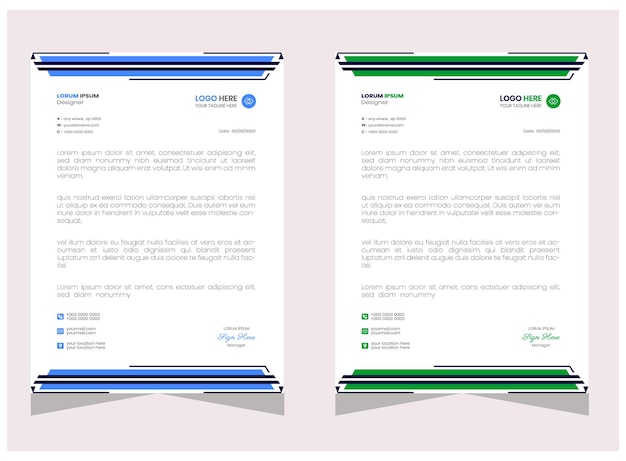 ベクトル 現代の企業のレターヘッドデザインテンプレートで 黄色,青,緑,赤の色で クリエイティブなモダン