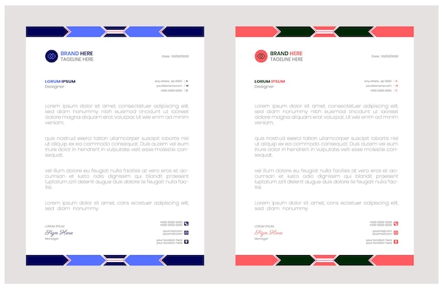 ベクトル 現代の企業のレターヘッドデザインテンプレートで 黄色,青,緑,赤の色で クリエイティブなモダン