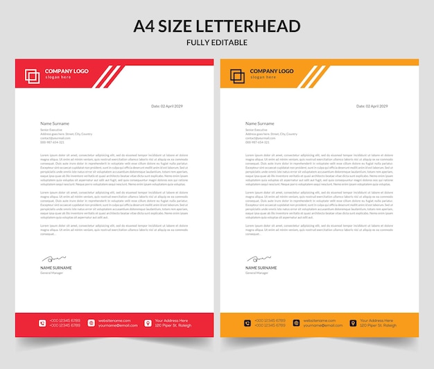 Corporate modern letterhead design template