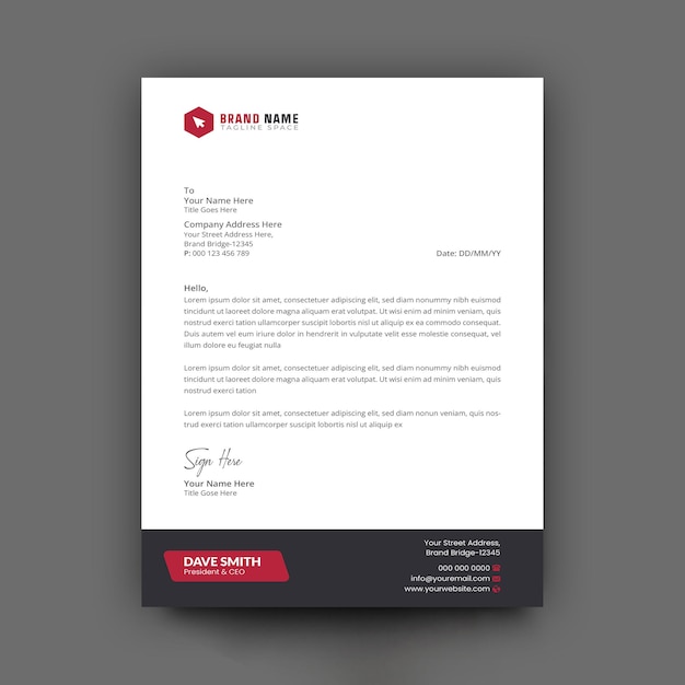 Corporate modern letterhead design template