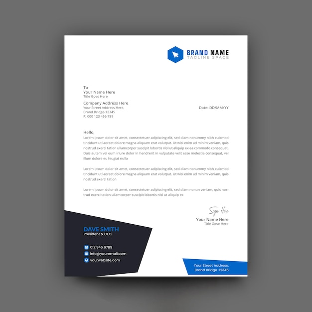 Corporate modern letterhead design template