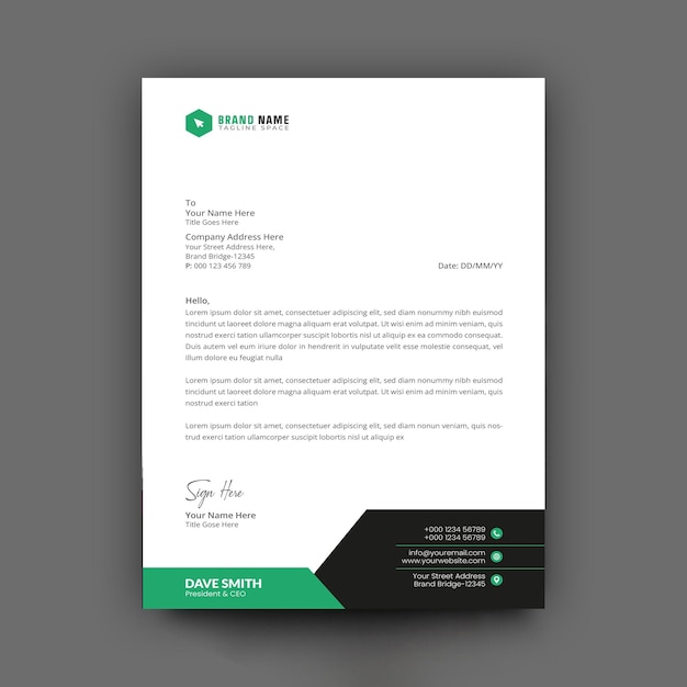 Corporate modern letterhead design template