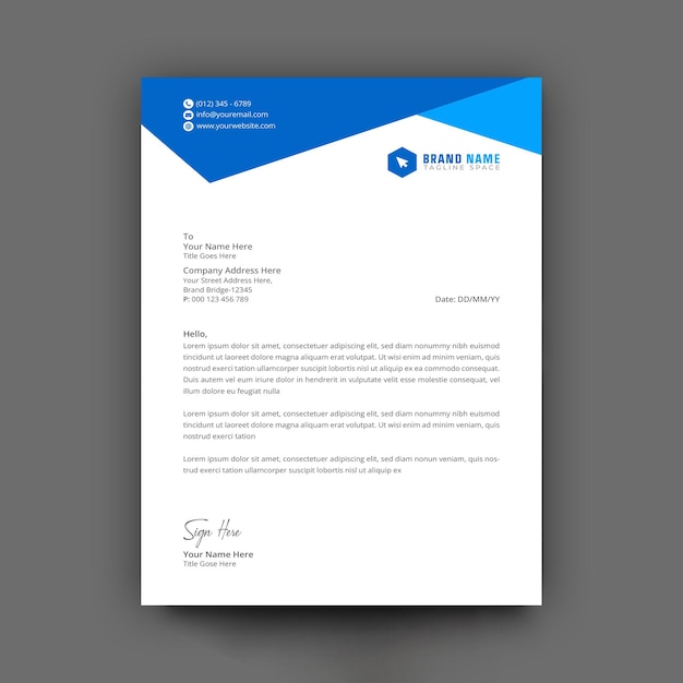 Corporate modern letterhead design template