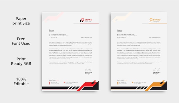 Vector corporate modern letterhead design