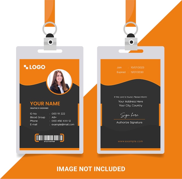 Corporate modern office ID card design vector template