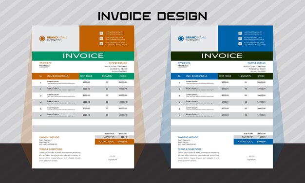 corporate modern professional business invoice template design