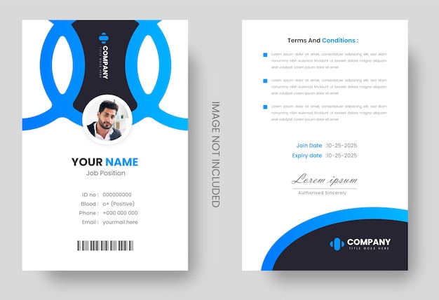 Корпоративный современный профессиональный шаблон дизайна визитной карточки сотрудника компании с синим цветом