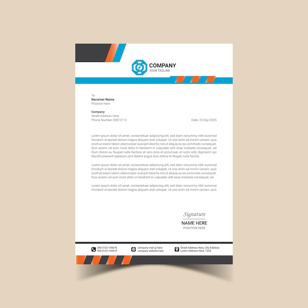 Corporate modern simple and clean a4 size letterhead vector design