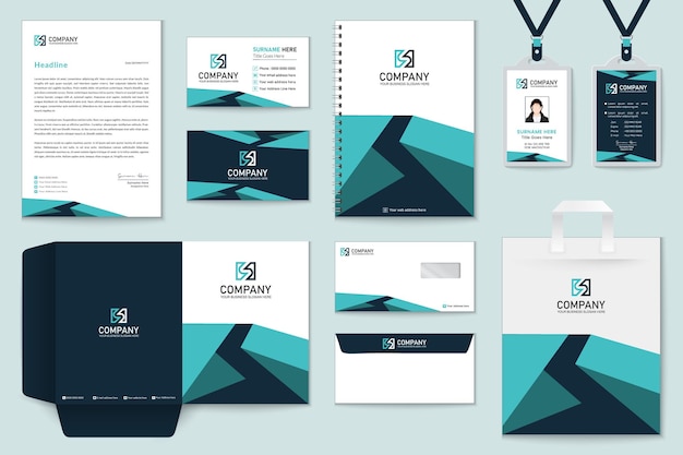 Corporate modern wave style stationery design