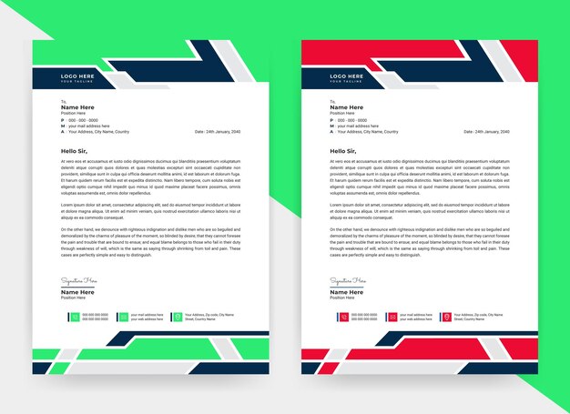 Vector corporate moderne briefhoofd sjabloonontwerp lay-out